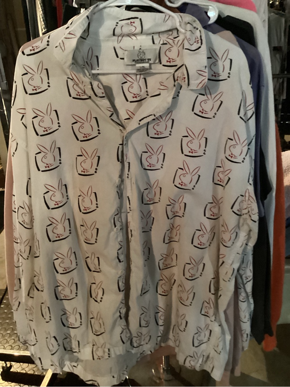 PLAYBOY White Button-Up Jacket with Bunny Print
